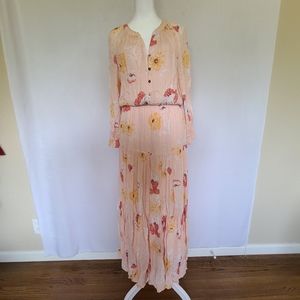 DR2 Floral PrintTiered Loop Maxi Dress Size Medium